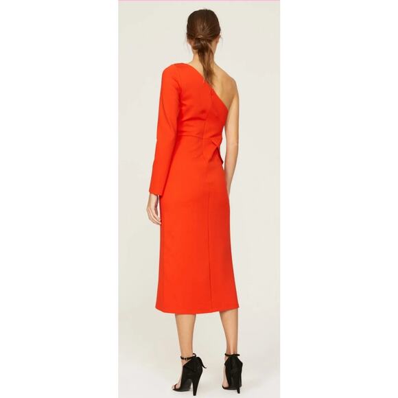 Revolve Alexis Orange Red Royale One Shoulder Cut-Out Midi Dress, M - Picture 5 of 13